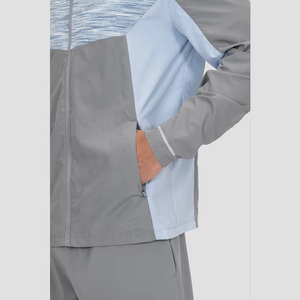 Chándal de nailon para hombre, chándal impermeable de dos piezas, chándal cortavientos reflectante, conjuntos de 2 piezas, color de contraste - Product Image 6