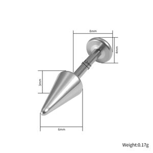 Joyería de perforación con punta de titanio en color acero, accesorio de pasador de cono duradero para perforación corporal, Varios tamaños disponibles - Product Image 6