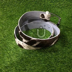 Ceinture en cuir de vache à poils naturels, boucle en alliage, fabrication artisanale |   Ceinture décontractée de qualité supérieure durable à imprimé animal, largeur 3,5 cm - Product Image 3