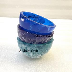 Luxueux tourbillon vert blanc fait à la main en résine Mini bol avec texture en marbre Aqua Swirl Pattern Fruit Bowl Utilisation dans la maison Hôtel Buffet - Product Image 5