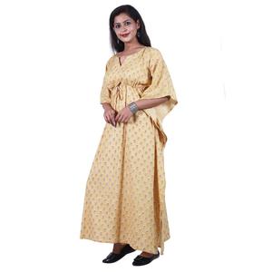 Último diseño más vendido calidad de exportación superior bloque de mano impreso Salón de las mujeres y ropa de noche Kaftan Maxi vestido a precios a granel - Product Image 3