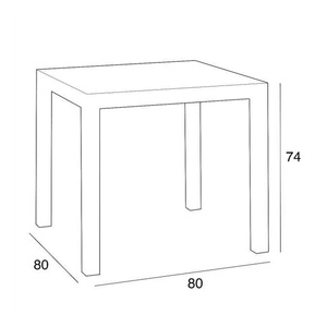 Tavolo quadrato esterno per bar e ristoranti 80x80x75h cm Rattan marrone effetto polipropilene tavolo da giardino in stile Dallas - Product Image 3