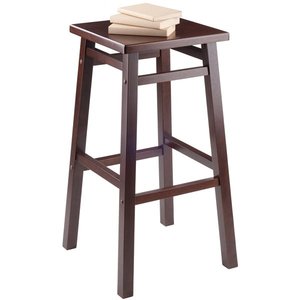 Tabouret de bar en bois de teck massif pour une utilisation intérieure et extérieure de couleur marron foncé avec cadre et siège pour le salon, l'atelier au sous-sol - Product Image 4