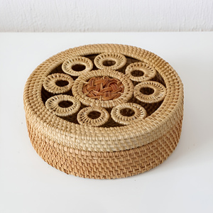 Tailles personnalisées articles ménagers boîte cylindrique décorative tissée à la main boîtes cadeaux rondes en rotin vente en gros - Product Image 1