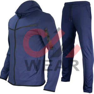 Vente en gros de survêtements pour hommes de qualité supérieure avec fermeture éclair 2 pièces Ensemble de jogging à capuche Survêtement en polaire technique - Product Image 4