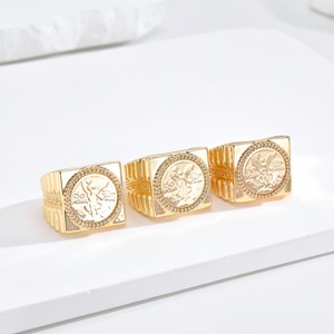 إلفيك أورو لامادو 14 قيراط زركون ملاك مربع عملة كوبر خاتم الفرقة للرجال والنساء هدية فريدة المجوهرات بالجملة - Product Image 1