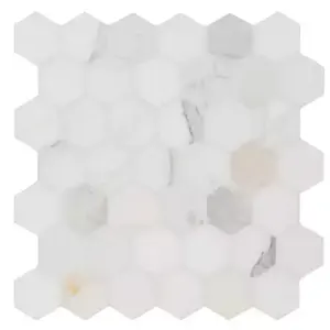 Azulejo de pared y suelo de mármol hexagonal dorado Calacatta de 12 pulgadas X 11,75 pulgadas. Acabado superficial pulido de calcita de Carrara natural - Product Image 1