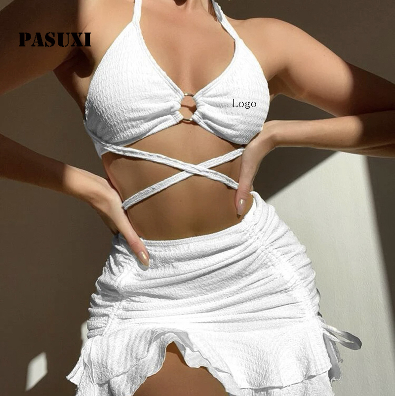 womens swimsuits white ruffle swim skirt