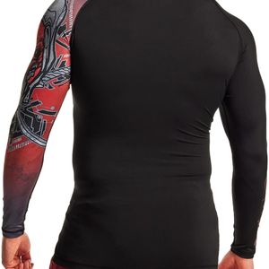 Haut de bain Rash Guard pour homme, design de manches imprimées contrastées, chemise de surf légère et protectrice contre les UV - Product Image 3