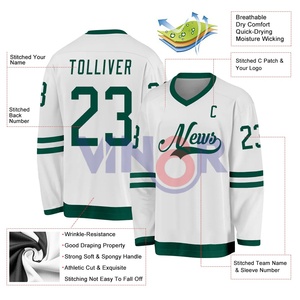 Nouveauté, maillot de hockey sur glace personnalisé OEM pour hommes, femmes et jeunes, respirant, authentique, cousu, nom et numéros, créez le vôtre - Product Image 3