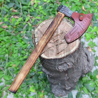 Handgravierte Industriequalität Runen-Wikinger-Axt Doppelklinge 20 Zoll Rosenholzgriff Benutzerdefiniertes Muster & Logo Outdoor-Camping-Geschenk