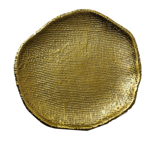Bandeja de plato Irregular de Metal con textura de rejilla cruda Plato redondo de lujo de aluminio fundido Platos de vajilla seguros para aperitivos y bebidas de fiesta - Product Image 5