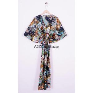 Robe longue Abaya pour femme, tenue de soirée, imprimée à la main, Kaftan décontracté, style moyen-oriental, en coton pur, été-automne - Product Image 5