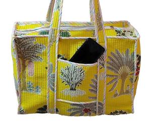 Fabricant grossiste grand sac fourre-tout en coton Designer coton épaule imprimé matelassé sac de voyage à la mode cadeau amical pour - Product Image 1