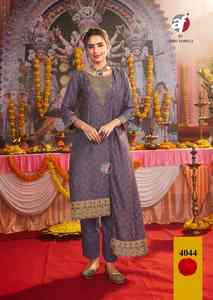 Nouvelle arrivée belle robe vente chaude attrayant mousseline Jacquard Kurti Pant & Dupatta avec travail à la main pur exportateur mondial - Product Image 3