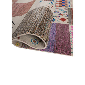 พรมไหมไผ่ผสมขนสัตว์ถักมือลายแมนชาฮ่า ไอวอรี่ หนา 10 มม. รูปทรงสี่เหลี่ยมผืนผ้า ลายปะติดแบบนามธรรม สำหรับบ้านและทางเดิน-รุ่น Les-1209 - Product Image 2