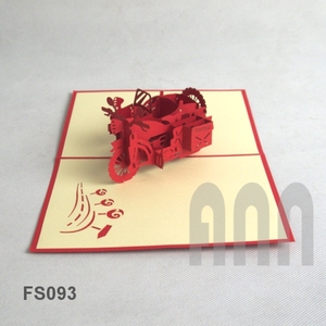 ANN HANDICRAFT FS093 Handmade Traditional Japanese Paper 3D Pop-up Side Car Birthday Card Foldable <b>Matte</b> <b>Varnishing</b> Greeting - Product Image 1