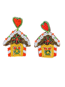Cute Beaded <b>Christmas</b> <b>Tree</b> Pendant Earrings for Women <b>Gold</b> Plated Resin Jewelry Gift - Product Image 3