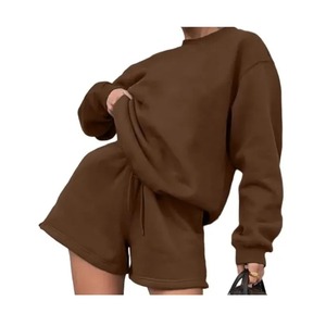 Conjuntos de 2 piezas para mujer, pantalones cortos lisos informales 2025 para mujer europea, camisa Premium 100% de algodón transparente con cuello redondo - Product Image 4