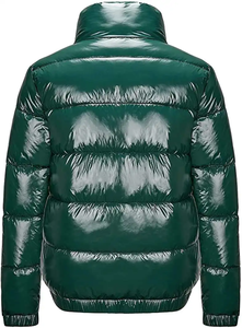 เสื้อแจ็คเก็ตบอมเบอร์พัฟเฟอร์ผู้ชายทรงโอเวอร์ไซส์ คอตั้ง ผ้าฟลัฟฟี่ สั่งทำพิเศษ สำหรับฤดูหนาว ผ้าแคนวาส กันน้ำ มีซิปและกระเป๋า เหมาะสำหรับกิจกรรมกลางแจ้ง เล่นสกี สไตล์ไฮสตรีท - Product Image 4