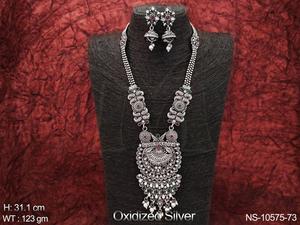 Bijoux oxydés Design fantaisie belle Designer fête porter accessoires femmes oxydé argent Long collier ensemble ensembles de bijoux - Product Image 2