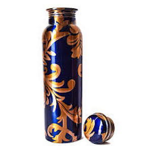 Bouteille d'eau en cuivre artisanale de luxe moderne, design émaillé bicolore, isolation thermique (0-6h), couvercle à vis pour le bureau et la salle de sport - Product Image 3