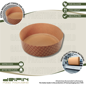 Moldes de Panettone bajos personalizables hechos en Italia, Celulosa pura, antiadherente, aptos para microondas y horno - Product Image 3