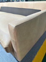 Fauteuils d'appoint rembourrés en cuir véritable, fauteuil d'appoint à accoudoirs, brun clair, style moderne du milieu du siècle, fauteuil de lecture pour salon, chambre à coucher