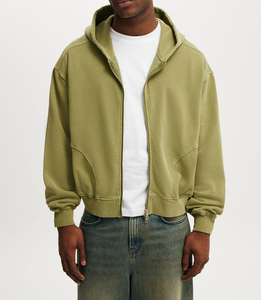 เสื้อฮู้ดผ้าฟลีซโอเวอร์ไซส์สำหรับผู้ชาย, เสื้อฮู้ดทรงครอปไซส์350กรัมสำหรับผู้ชาย - Product Image 5