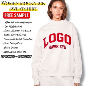 Sudadera de cuello alto para mujer con logo personalizado, 100% algodón suave, estilo urbano, bordada, tipo jersey, de forro polar, oversize - Product Image 1