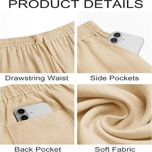 กางเกงคาร์โก้ลำลองสำหรับผู้ชาย, กางเกง100% ผ้าฝ้ายขนาดใหญ่มีหลายกระเป๋าน้ำหนักเบา - Product Image 5