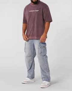 T-shirts OEM surdimensionnés à séchage rapide 100% coton délavés à l'acide T-shirts en relief pour hommes d'été de haute qualité avec logo et design personnalisés - Product Image 5