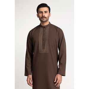 ชุดสูทผู้ชายสีน้ำตาลสไตล์คลาสสิก กระดุมแถวเดียว สำหรับธุรกิจและงานแต่งงาน ปิดด้วยกระดุม ความยาวแบบยาว ลายพิมพ์-SK-S24-070 - Product Image 4