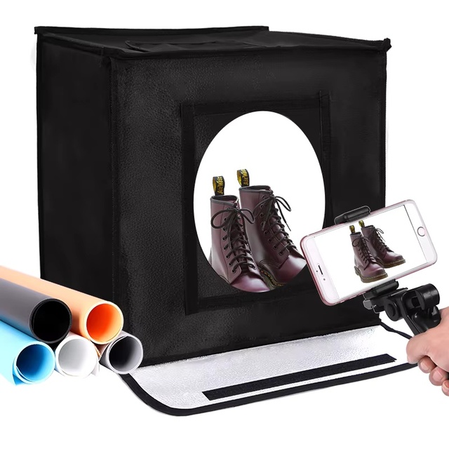 Photo Light Box 40/60/80cm Photo Studio Shooting Tent Box Tabletop Photography Lighting Kit with 5 Background Paper for Items
