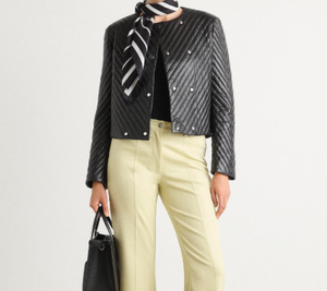 Veste en cuir respirant en peau de mouton véritable pour femmes Veste en cuir matelassé de mouton de haute qualité - Product Image 2