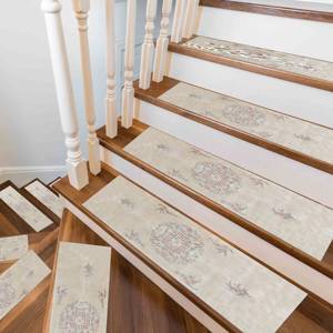 Beige Printed <b>Rug</b>: Soft Tones <b>Boho</b> Modern Stair Treads,Goblen - Product Image 4