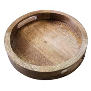 Bandeja decorativa de madera de acacia Bandeja redonda de madera para cocina Bandeja de pizza Mesa de centro Decoración para el hogar Utensilios de cocina - Product Image 6