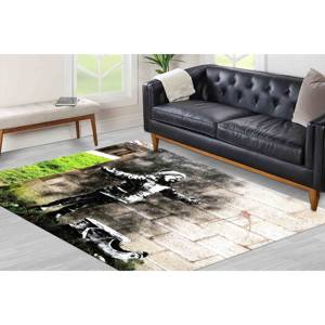 Snowfall Banksy Printed <b>Rug</b>, Modern Art Nursery Front Door <b>Rug</b>,<b>Chenille</b> <b>Rug</b> - Product Image 3
