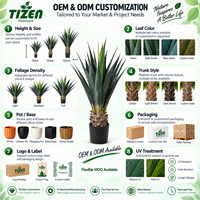 Plante d'Agave Artificielle de 100 cm en Pot, Fausse Plante Succulente, Pot Noir, Matériau PE, Résistant aux UV, pour Décoration Intérieure et Extérieure