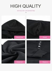 Sweat à capuche à manches longues pour femmes, sweat-shirt à capuche avec col boutonné et cordon de serrage, hauts décontractés élégants pour femmes - Product Image 3