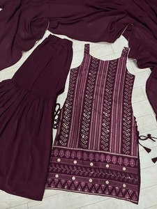 เดรสผ้าจอร์เจียแท้นุ่มลื่นพร้อมงานปักสำหรับผู้หญิงใส่ออกไปงานพิเศษและงานรื่นเริง - Product Image 5