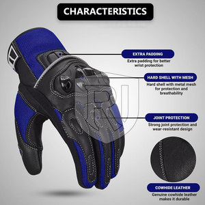Venta al por mayor de guantes de moto de cuero transpirable de alta calidad mejor material hecho para ropa de carreras - Product Image 2