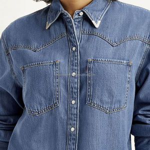 Nardon Apparel Hot Sale Custom New Design <b>Womens</b> Clothing Denim Shirt <b>Jacket</b> for Spring Woman Denim Shirt - Product Image 5
