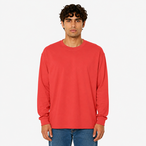 Artisans italiens de luxe pour hommes 100% coton décontracté à manches longues vêtements de détente rouge corail coton de qualité supérieure pour les événements informels ODM - Product Image 1