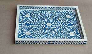 Plateau de service en incrustation d'os fait à la main pour la décoration intérieure de luxe Plateau de service en incrustation d'os décoratif fait à la main - Product Image 6