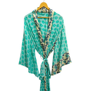 Luxury High demanded Bathrobe <b>Silk</b> Sari <b>Kimono</b> Vintage Sari Robe Soft Beach Party Gown Indian Handmade <b>Silk</b> <b>Kimono</b> for sale - Product Image 1