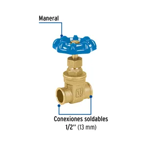 Confezione da 6 1/2 Foset \ "valvole a saracinesca saldabili in ottone struttura di controllo della struttura pneumatica e manuale della sfera di potenza - Product Image 1