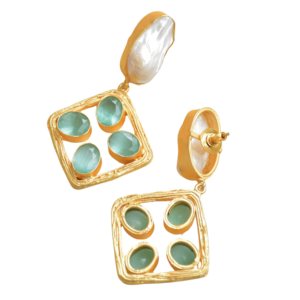 Cerceaux en laiton plaqué or en gros, perles naturelles, pierres semi-précieuses, laiton plaqué rhodium, motif unique de créateur en gros - Product Image 4