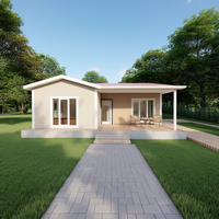 Véranda préfabriquée contemporaine à un étage, couleur crème-blanc, en verre, double vitrage trempé Low-E, 2 chambres, 1 salle de bain