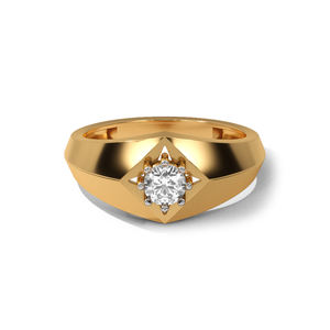 Bague en or jaune 18 carats avec diamant rond de laboratoire Bold Mark Solitaire pour homme, cadeau de mariage, de fiançailles, d'anniversaire, bijoux - Product Image 4